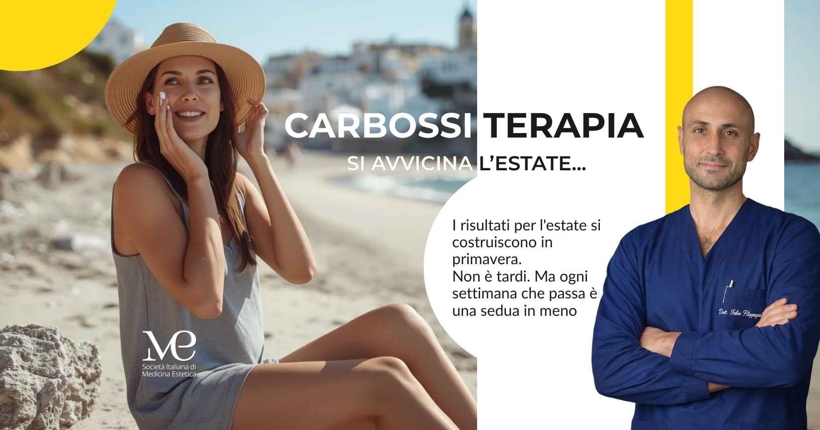 carbossiterapia per cellulite e gambe donna in spiaggia